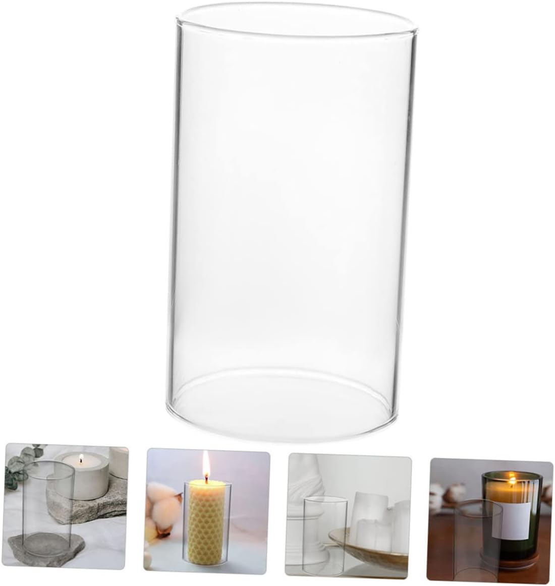 ABOOFAN 2pcs Cylinder Candle Holders Open Ended Glass Candle Shades Transparent Design for Table Centerpiece for Parties and Special Occasions Romantic Atmosphere