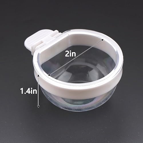 Miniatura 7 de Paquete de 6 cuencos transparentes desmontables de plástico para alimentos, práctico alimentador de agua de semillas para loro, pinzón canario,