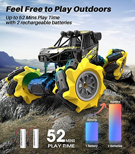 Dodoeleph Remote Control Car, Metal Rc Cars, Rc Monster Trucks 1/20 Rc Stunt Car 360° Rotating 4Wd 2.4Ghz All Terrains Rechargeable Rc Crawler, Kids Girls Boys Toys Age 4-5 6-8 8-10 #TOP3