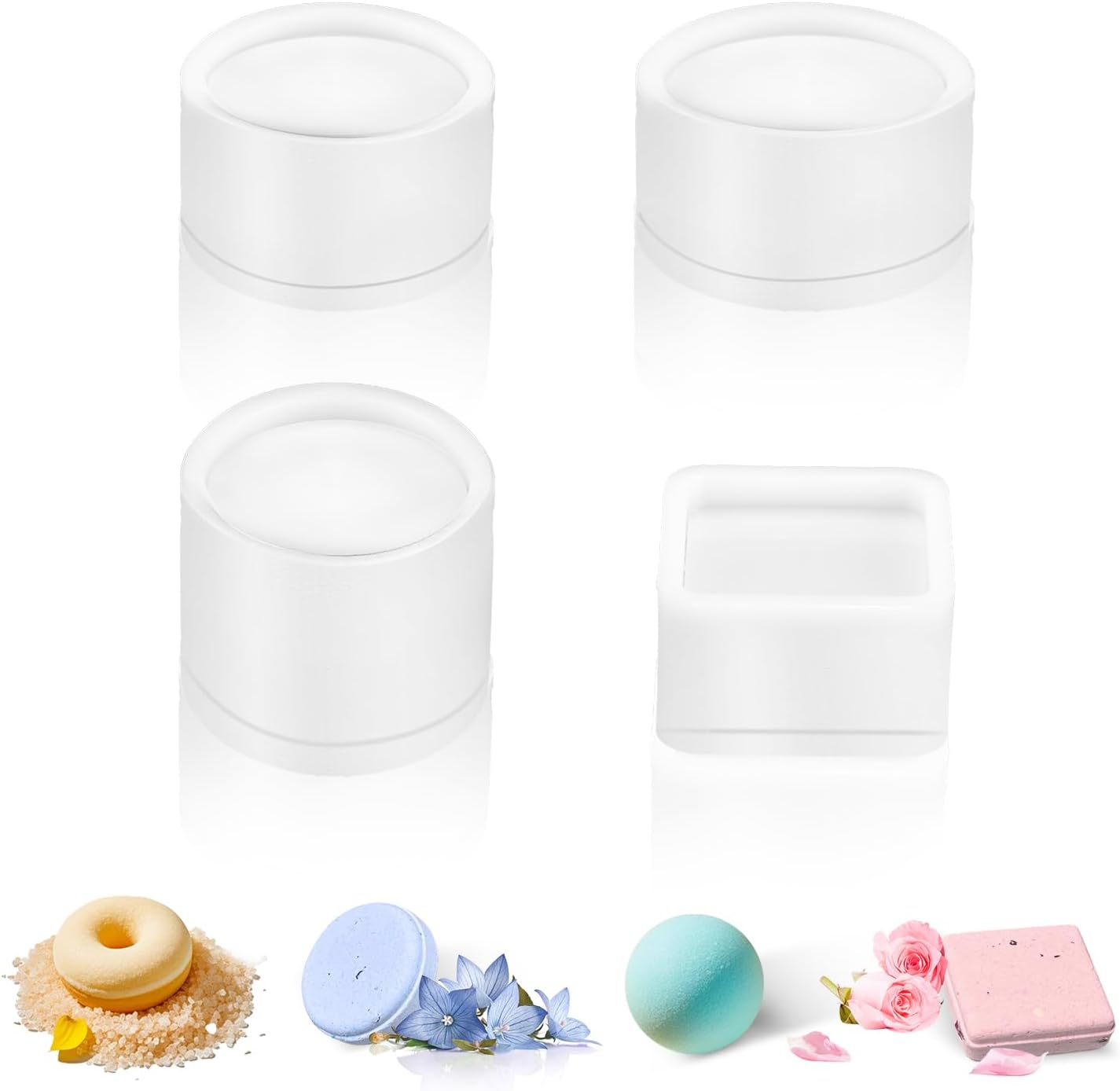 4PCS Bath Bomb Molds-Ball/Block/Tablet/Donut Shape