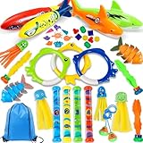 TAGNEFLOR Juguetes de Buceo 38Pcs,Conjuntos de Juguetes de Piscina para Niños,Juguetes de Buceo para Piscina,Natación...