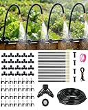 130FT Drip Irrigation System for Garden: 20 Nozzles 1/4' PE Tubing Automatic Watering Kit Adjustable Misting Sprinkler Mister Hose for Water Plants Tape Raised Beds Lawn Outdoor Yard Greenhouse