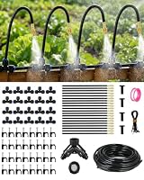 【130FT Tropfbewässerungssystem für Garten】20 Düsen 1/4 Zoll PE-Rohr Automatisches Bewässerungsset Einstellbarer Sprühsprinkler Nebelschlauch für Wasserpflanzen Klebeband Hochbeete Rasen Outdoor Hof – Ansicht 1