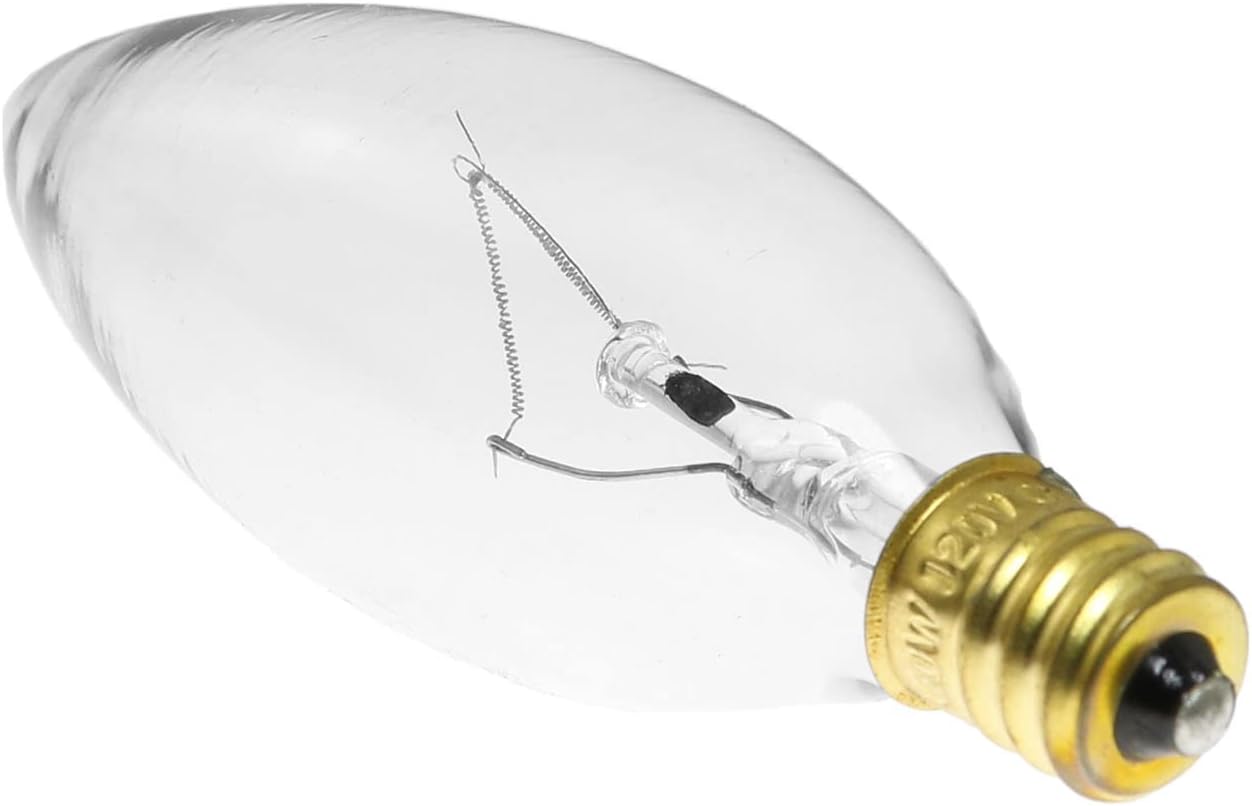 6PCS 120V 60W C32 E12 CTC Clear Candelabra Base Straight Torpedo Tip Chandelier Bulbs Incandescent Chandelier Light Bulbs