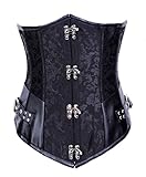 Gothic Steampunk Brokate Corsage Unterbrust Korsett mit Metall Verschlüssen braun schwarz