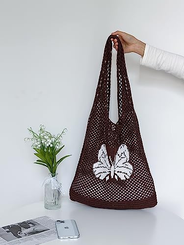 Image of ENBEI Beach Bag Crochet Tote bag for Women,Aesthetic Boho Large Bag,Foldable&Lightweight,Shopping,Beach,Travel,Daily Use