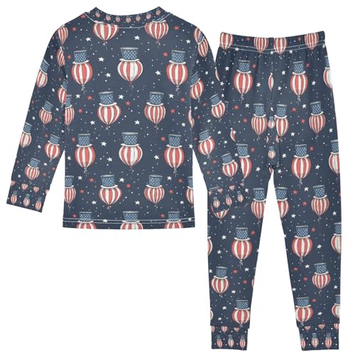 senya Balloon Hat July 4th Pajamas Set Long Sleeve Soft Cotton Sleepwear 2 Piece2