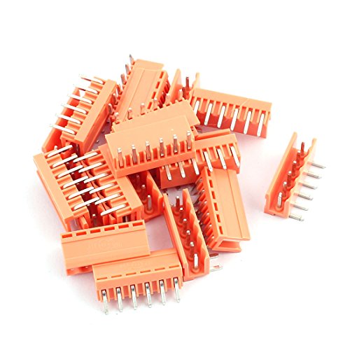 Aexit 20Pcs AC300V Electrical Connectors 3.96mm Pitch 6P Right Angle Seat Plug-in PCB Terminal Cam-Type Connectors Block Connector