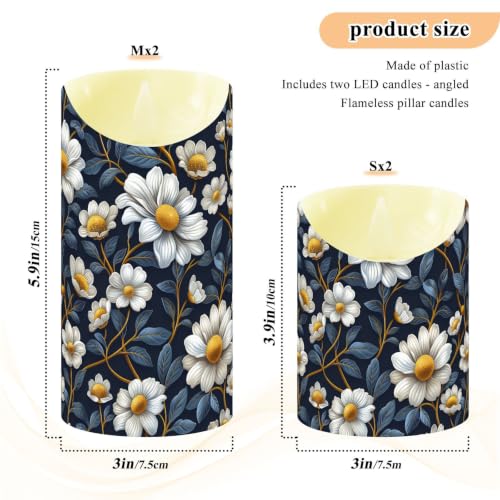 Velas LED de cera con flores de manzanilla y temporizador para decoracion 4