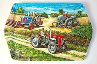 "Tractors" Small Melamine Snack / Picnic / Party Tray, 21 cm x 14 cm