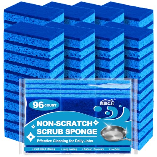 Image of HOMEXCEL Sponges Kitchen 96 Pack, Non Scratch Scrub Dish Sponge for Dishes