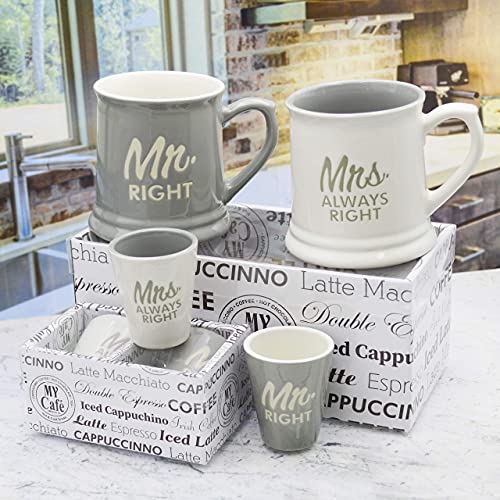 Mrs Always Right Mr Right Mugs Shot Glass Combo Gifts For Couples - Marriage Or Wedding Anniversary Present Gift Set Of 4 For Him & Her, Couple Mugs For Bride And Groom, Husband & Wife Gifts #TOP2