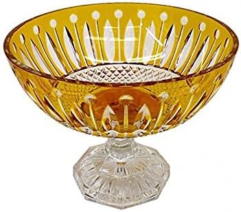 Amber Altesse Crystal Pedestal Bowl - Orange