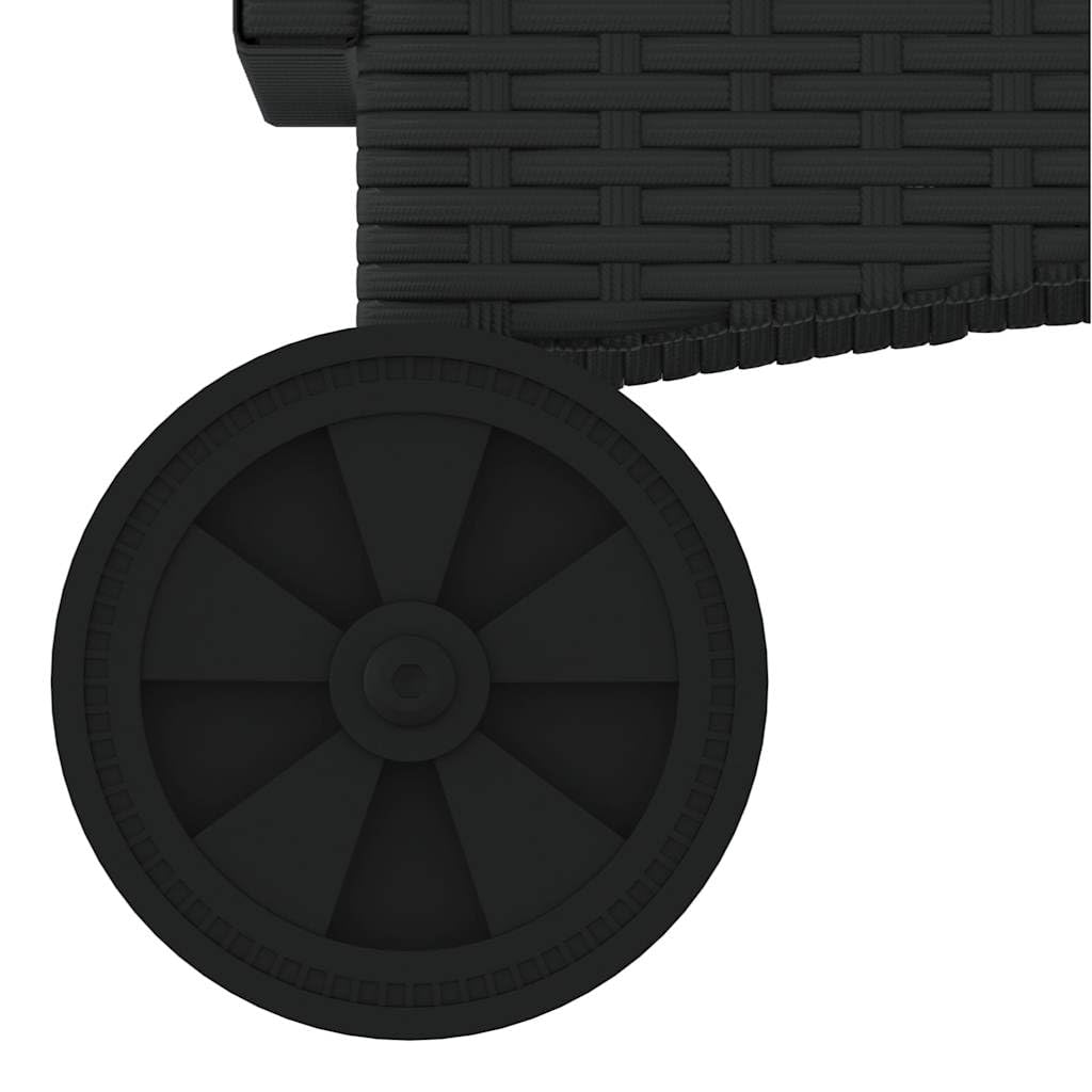 Lettino prendisole con ruote, lettino da giardino in polyrattan con schienale regolabile e comodo cuscino, mobili da giardino per terrazza e balcone, 61 x 200 cm, nero/turchese