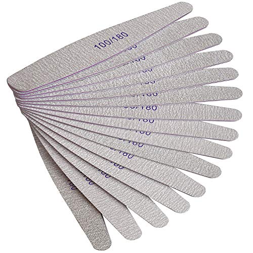 Hulless Nail Files 25 Pcs Double Sided Emery Board 100/180 Grit Nail Buffering Files for Home and Salon Use 7 Inch.