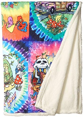Liquid Blue Men's Hippy Collection Tie Dye Warm Coral Fleece Throw Blanket, Multi, 50" X 60"
