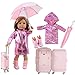 Uteruik Maleta impermeable para muñeca de 46 cm/18 pulgadas – Impermeable brillante, estuche de viaje, paraguas, botas trajes de vestuario, 4 unids/set (#B)