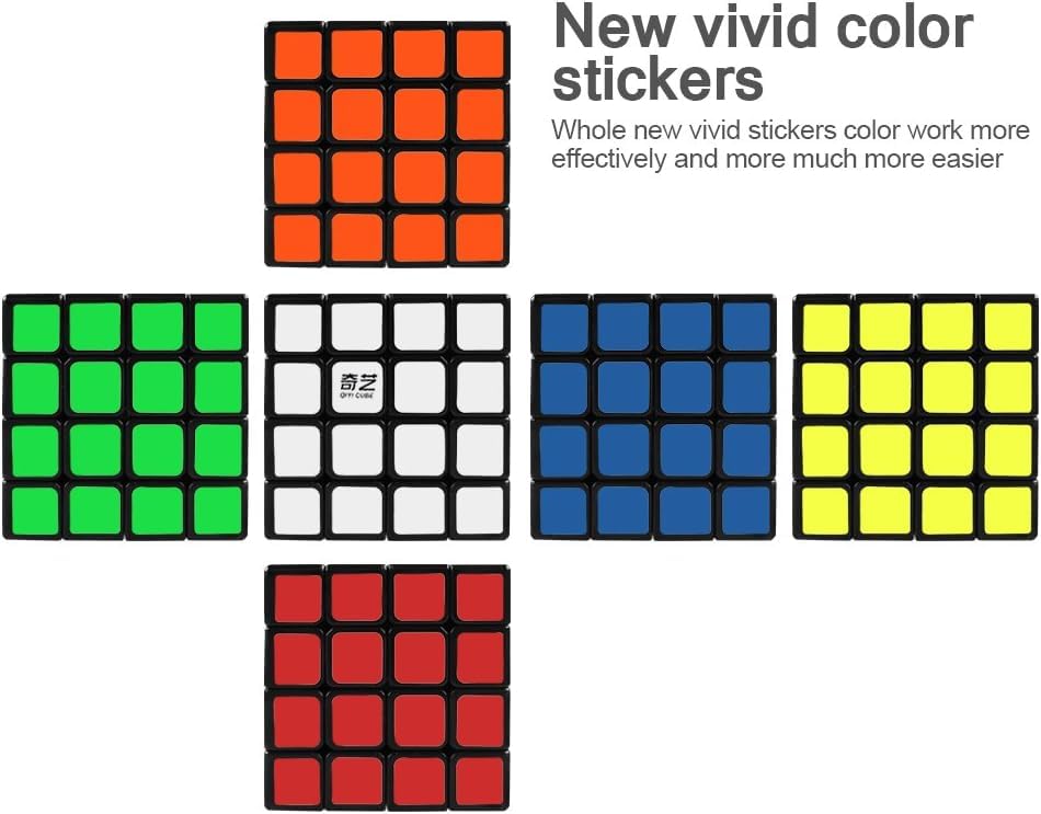 Image of HAWKISTER Qiyi QIZHENG W 4X4 Speed Cube 4X4X4 Magic Cube Puzzle, Black-Base, 3+ Years