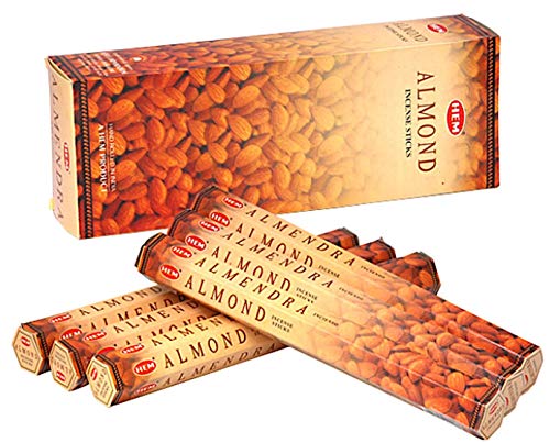 Almond - Box of Six 20 Stick Tubes, 120 Sticks Total - HEM Incense