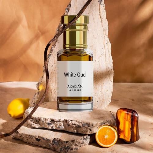 Image of Arabian Aroma White Oud Attar | Citrus & Floral Fragrance with Amber & Musk | Long-Lasting Alcohol-Free | Oil-Based Sandalwood Attar | Itra Perfume for Men & Women | 100% Perfume for Men & Women (6ml)