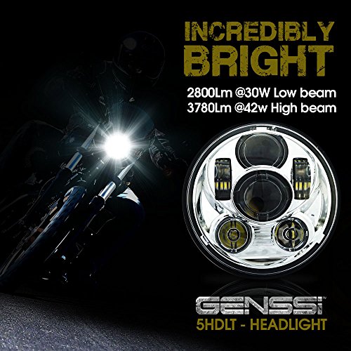 Genssi 5 Inch Led Headlight Lamp 5 3/4 Inch Round Dot Chrome H5006 H5001 #TOP2