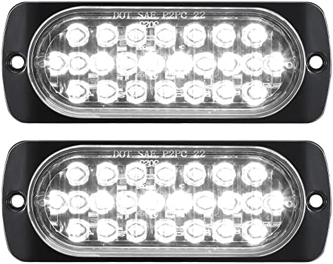 BROVIEW 2Pcs 24 LED Trailer Reverse Backup Running Lights, 4.4'' White Oval Aluminum Housing Clear Lens Surface Mount IP67 Waterproof Universal for 12V Car Truck Tractor SUV RV, Upgrade 24 LED