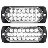 BROVIEW 2Pcs 24 LED Trailer Reverse Backup Running Lights, 4.4'' White Oval Aluminum Housing Clear L
