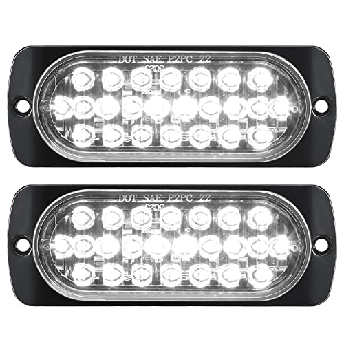 Broview 2Pcs 24 Led Trailer Reverse Backup Running Lights, 4.4'' White Oval Aluminum Housing Clear Lens Surface Mount Ip67 Waterproof Universal For 12V Car Truck Tractor Suv Rv, Upgrade 24 Led #TOP2