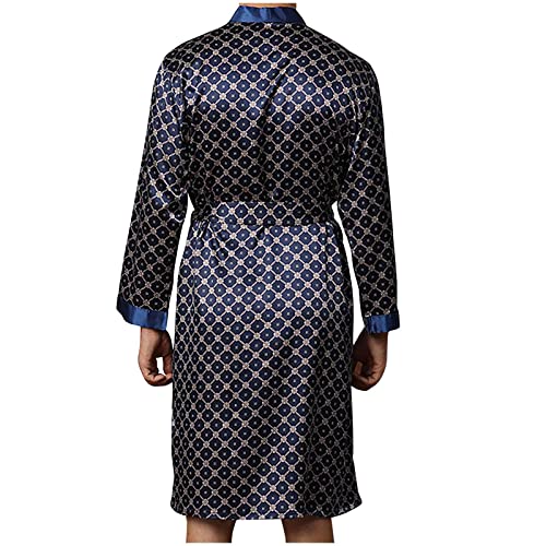 Men's Lace Up Luxurious Kimono Robes with Shorts Silk Satin Bathrobes Lightweight Long Sleeve Home Sleepwear Robe3