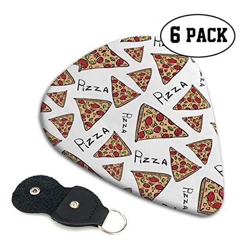 Lot de 6 médiators motif pizza pour guitare acoustique, guitare électrique, basse, ukulélé – fins, moyens et épais. - Les Beatles, Paul McCartney, John Lennon, RIngo Starr, George Harrison Lot de 6 médiators motif pizza pour guitare acoustique, guitare électrique, basse, ukulélé – fins, moyens et épais. – Image 3