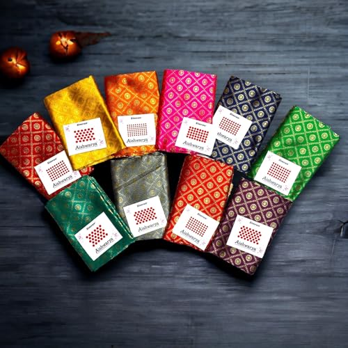 LOVENSPIRE 10 PCs Bulk Saree Blouse Piece Unstitched Varalakshmi Blouses Navratri Teej Thamboolam Sari Blouse with Bindi2