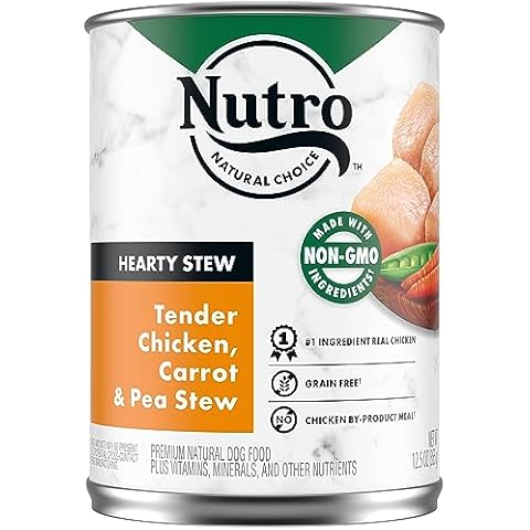 NUTRO HEARTY STEW Adult Natural Wet Dog Food Cuts in Gravy Tender Chicken, Carrot & Pea Stew, 12.5 oz.(Pack of 12) Cover