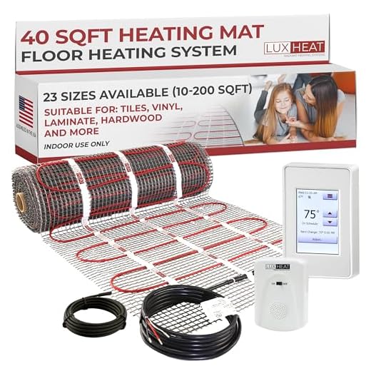 LuxHeat 40 Sqft Mat Kit (120v) Electric Radiant Floor heating system for under tile, stone & laminate. Includes Self-Adhesive heat Mat, Touch Screen Programmable Thermostat with GFCI & Cable Monitor