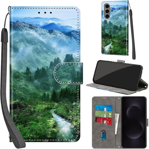 Étui portefeuille Samsung S25 FE forêt idéal pour voyager léger avec vos cartes et vidéos