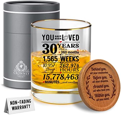 Kies®Gift- 1993 30th Birthday Gifts for Men and Women Personalised Whiskey Glass 30th Birthday Decorations 30th Gifts for Couple 30th Gifts for Brother Gift for Husband 30th Birthday Gifts for Him