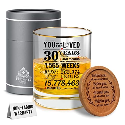 CROWNLY CRYSTAL® regalos de cumpleaños número 30 para hombres y mujeres de 1992, decoraciones de whisky personalizadas, regalos de 30 cumpleaños para parejas, regalos de 30 cumpleaños para hermano