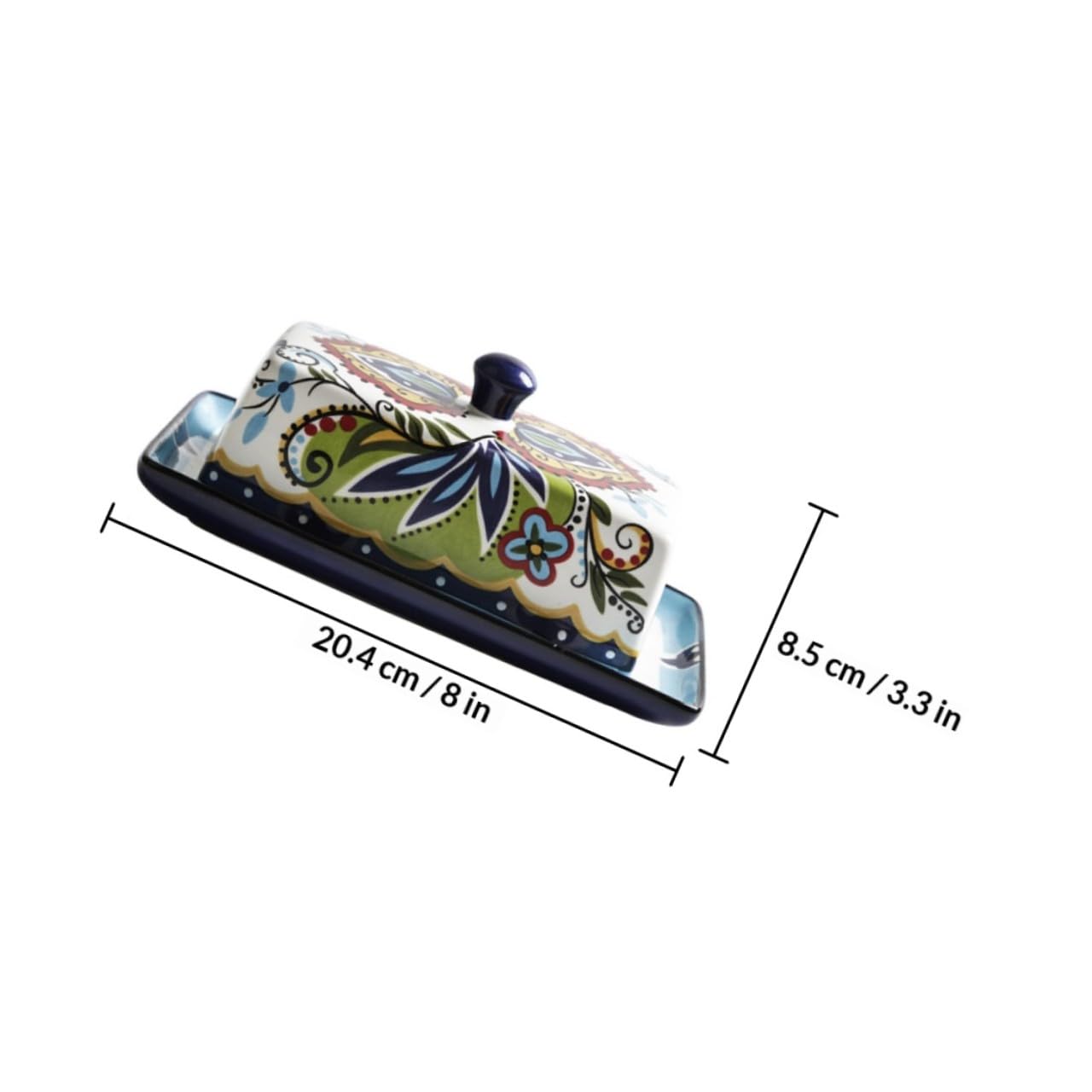 Beurrier en Céramique Vintage Rectangulaire Étroit, 250g