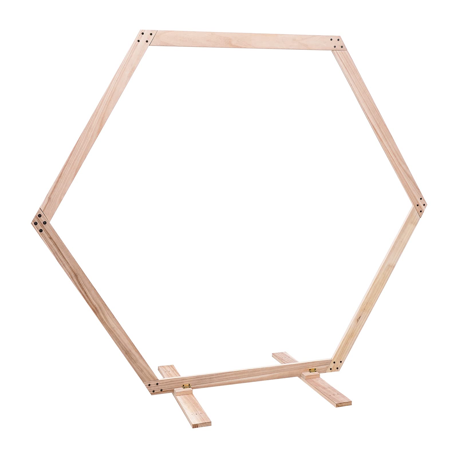 Cadre d'arche de mariage hexagonal en bois - Style rétro - Élégance - Planches épaisses - Grande capacité de charge - Pour mariages et anniversaires - 233 x 225 cm