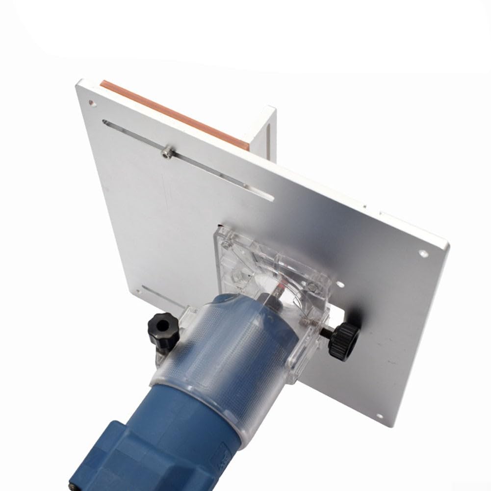 Piastra di inserimento per fresatrice, piastra in alluminio per lavorazione del legno, tavola ribaltabile per macchina da taglio, piastra per inserto per fresatura del legno, con calibro per mitra