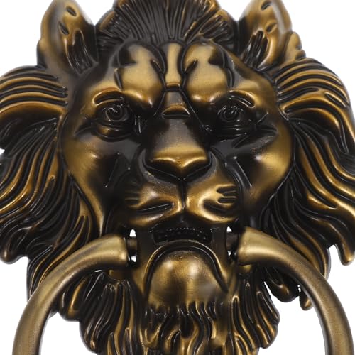 Aldaba de puerta de león, manija resistente de bronce antiguo verde marca Alipis 4