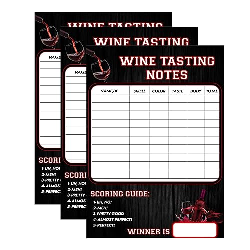 Pack Of 3 Wine Tasting Scorecards Convenient And Portable For Parties And