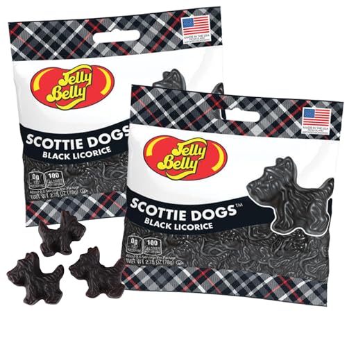 Black Licorice Scottie Dogs, Chewy Gummy Dogs, Great Candy Bowl Filler Treats, 2.75 Ounces (Pack of 2)