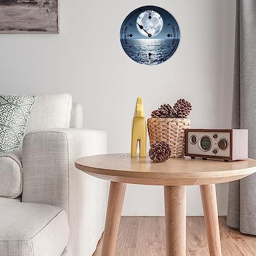 Godblessign Sea Ocean Moon Tide Clock Seascape Personalized Beach Clocks Round Wooden Tidal Clock Vintage Decor For Home Office Housewarming Gifts 10 Inch, Multicolor #TOP1