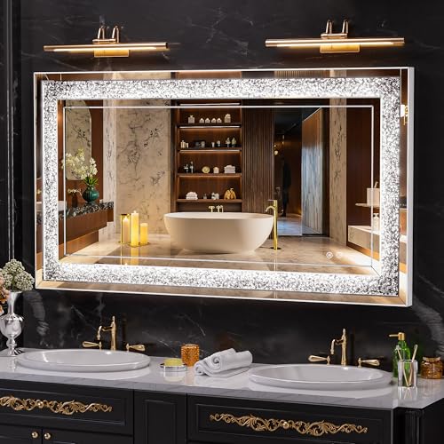 WINNICE 47" x 26" LED Diamond Wall Mirror with Dimming