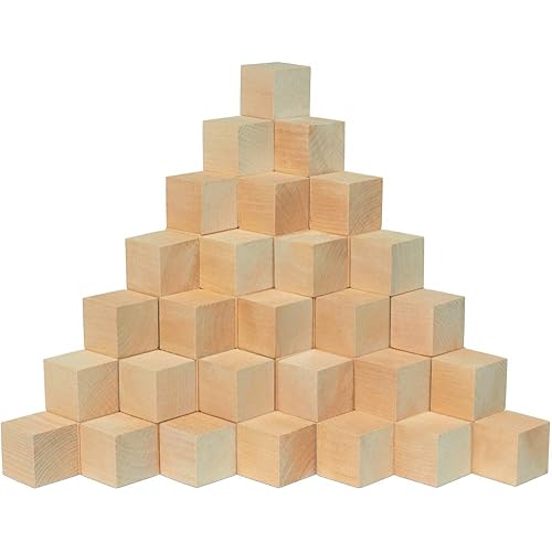 DIY Wood Cubes 1-1/2-inch, Pack of 100 Small Wooden Baby Blocks for Baby Shower, Wood Blocks for Crafts, STEM, Building, and Blank Wooden Dice, by Woodpeckers