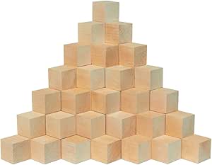 Unfinished Wood Craft Cubes 1-1/2 inch, Pack of 24 Small Wooden Blocks to Decorate, Wooden Cubes for Crafts and Décor, by Woodpeckers