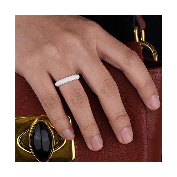 Egnaro Silicone Wedding Ring for Women, Thin and Stackable Rubber Wedding Bands,Women Twist Braided Band Rings,Size 4-8,Comfortable fit,No-Toxic,Skin Safe