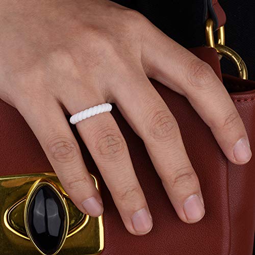 Image of Egnaro Women's Silicone Anniversary Rings, 2.5mm Wide 1.8mm Thick Stackable Rubber Wedding Band, Thin Stylish Comfort Fit Silicone Ring for Nurse, Workout, Work, Pregnancy, Travel, Daily Gift