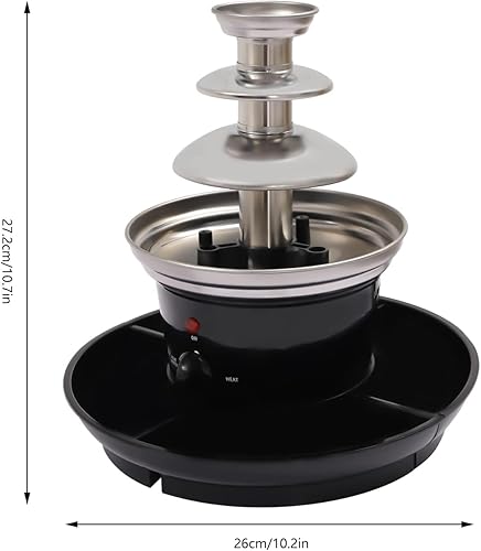Miniatura 7 de Fuente de fondue de chocolate de 3 niveles, capacidad de 1 libra, con varilla giratoria en espiral, hecha de polipropileno y acero inoxidable 430,