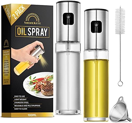 Shinekite Olive Oil Spray Bottle for Cooking, 100mL - Oil Mister for BBQ, Salad Roasting Baking or Frying - Multifunctional Transparent Spray Bottle for Oil Water Vinegar, and Liquid Seasonings 2 Pack